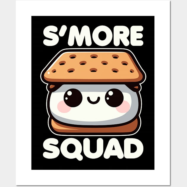 S'more Squad Funny S'more Camping Kawaii Cute Wall Art by valiantbrotha